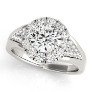 Statement Halo Engagement Ring Round Diamond Engagement Ring in 10K/14K gold and platinum with certified lab-grown or natural diamonds