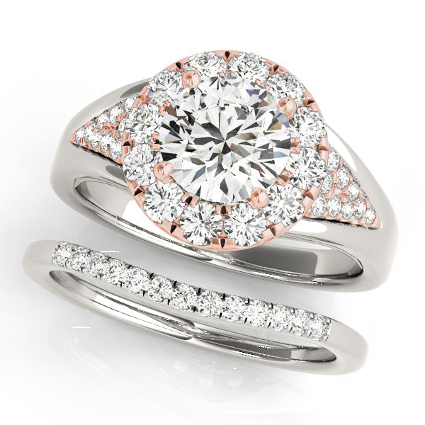Statement Halo Engagement Ring Round Diamond Engagement Ring in 10K/14K gold and platinum with certified lab-grown or natural diamonds