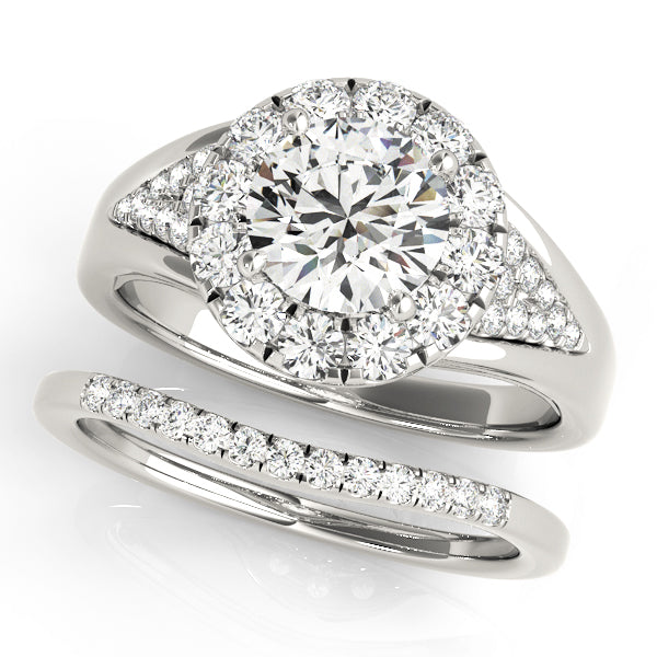 Statement Halo Engagement Ring Round Diamond Engagement Ring in 10K/14K gold and platinum with certified lab-grown or natural diamonds