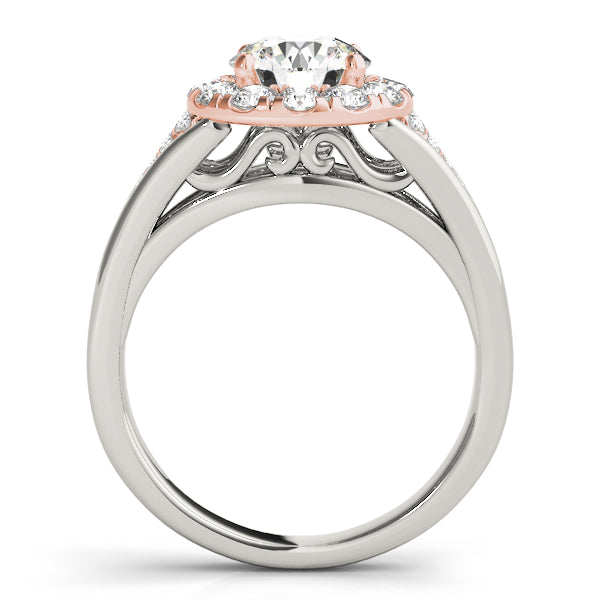 Statement Halo Engagement Ring Round Diamond Engagement Ring in 10K/14K gold and platinum with certified lab-grown or natural diamonds