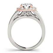 Statement Halo Engagement Ring Round Diamond Engagement Ring in 10K/14K gold and platinum with certified lab-grown or natural diamonds