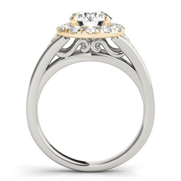 Statement Halo Engagement Ring Round Diamond Engagement Ring in 10K/14K gold and platinum with certified lab-grown or natural diamonds