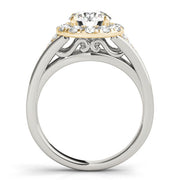 Statement Halo Engagement Ring Round Diamond Engagement Ring in 10K/14K gold and platinum with certified lab-grown or natural diamonds