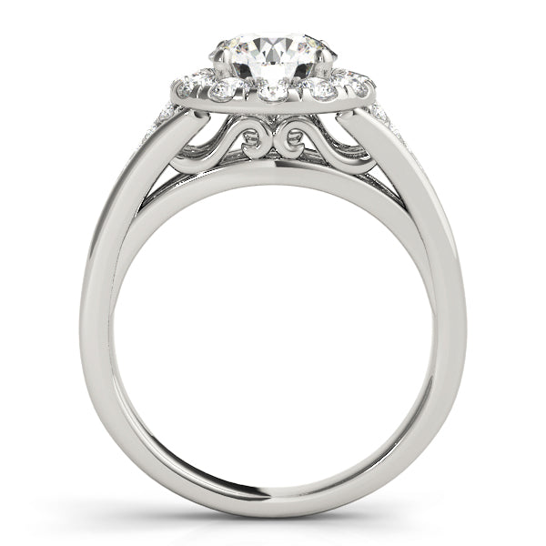 Statement Halo Engagement Ring Round Diamond Engagement Ring in 10K/14K gold and platinum with certified lab-grown or natural diamonds