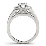 Statement Halo Engagement Ring Round Diamond Engagement Ring in 10K/14K gold and platinum with certified lab-grown or natural diamonds