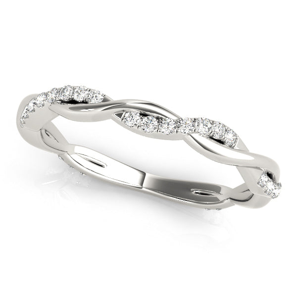 Accented Twisting Half Eternity Ring in Gold & Platinum