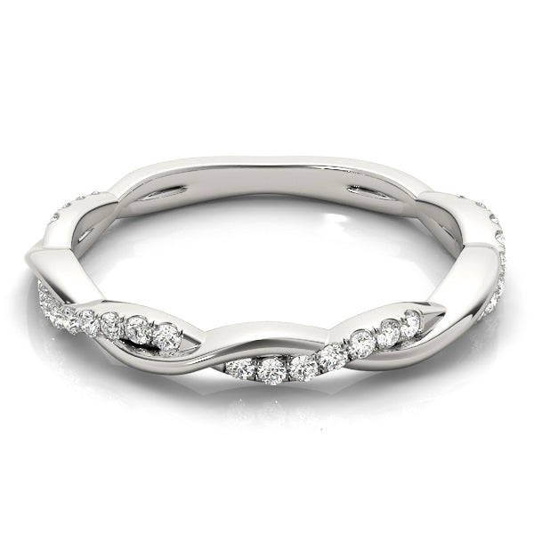 Accented Twisting Half Eternity Ring in Gold & Platinum