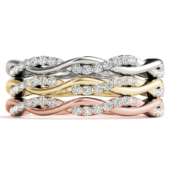Accented Twisting Half Eternity Ring in Gold & Platinum