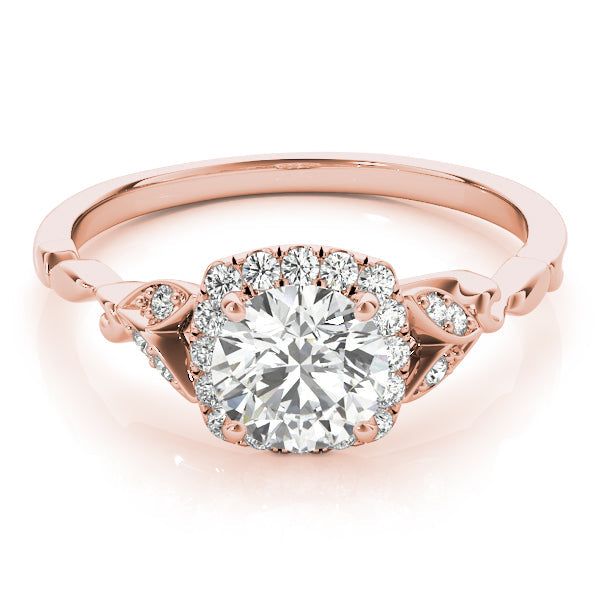 Bespoke Halo Engagement Ring Round Diamond Engagement Ring in 10K/14K gold and platinum with certified lab-grown or natural diamonds