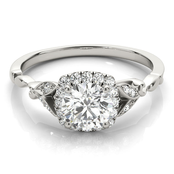 Bespoke Halo Engagement Ring Round Diamond Engagement Ring in 10K/14K gold and platinum with certified lab-grown or natural diamonds