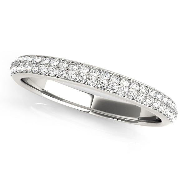 Half Round Diamond Gold Pave Set Half Eternity Ring in Gold & Platinum