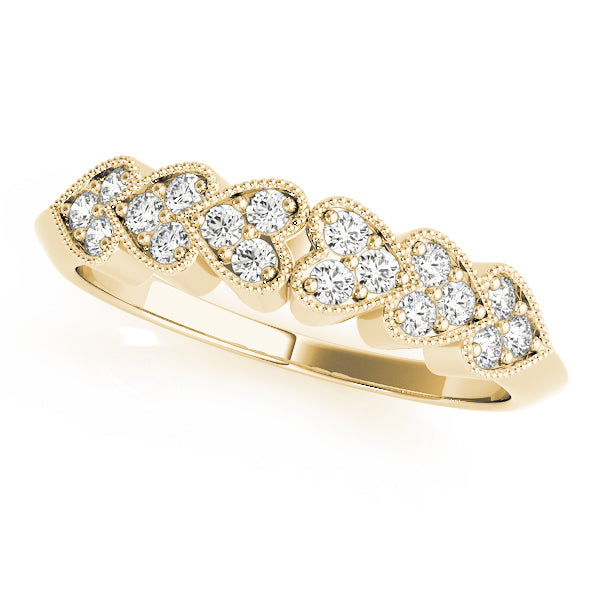 Heart Milgrain Half Eternity Ring in 10K/14K gold and platinum with certified lab-grown or natural diamonds