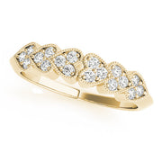 Heart Milgrain Half Eternity Ring in 10K/14K gold and platinum with certified lab-grown or natural diamonds