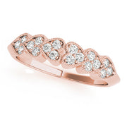 Heart Milgrain Half Eternity Ring in Gold & Platinum