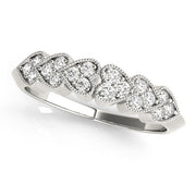 Heart Milgrain Half Eternity Ring in Gold & Platinum