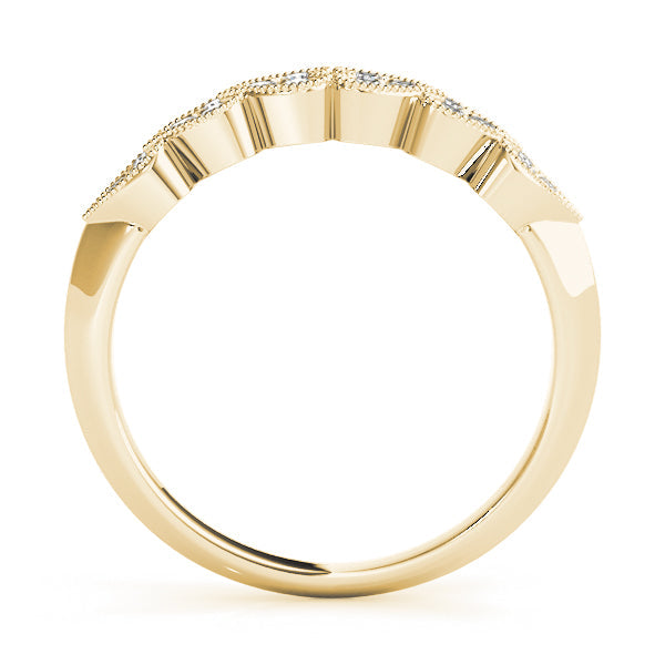 Heart Milgrain Half Eternity Ring in Gold & Platinum