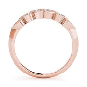 Heart Milgrain Half Eternity Ring in Gold & Platinum