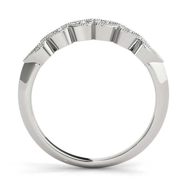 Heart Milgrain Half Eternity Ring in Gold & Platinum