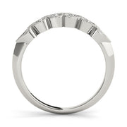 Heart Milgrain Half Eternity Ring in Gold & Platinum