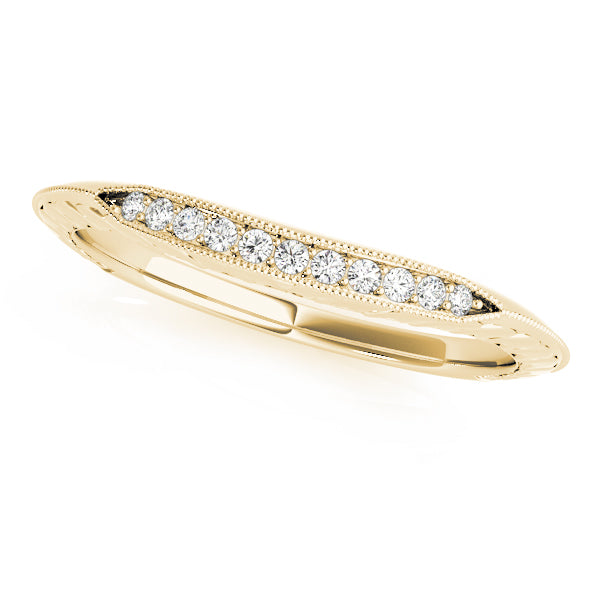 Vintage Inspired Filigree Prong Curved Half Eternity Ring in 10K/14K gold and platinum with certified lab-grown or natural diamonds