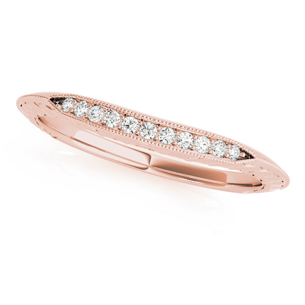 Vintage Inspired Filigree Prong Curved Half Eternity Ring in Gold & Platinum