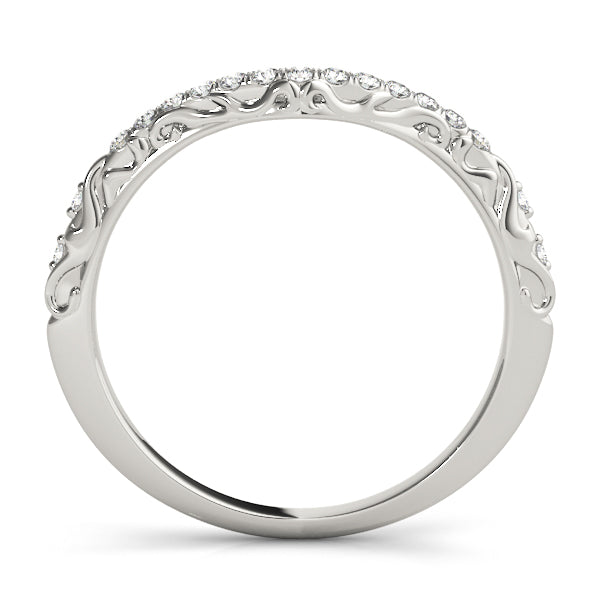 Vintage Inspired Filigree Curved Half Eternity Ring in Gold & Platinum
