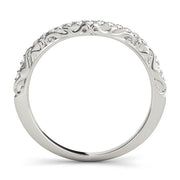 Vintage Inspired Filigree Curved Half Eternity Ring in Gold & Platinum