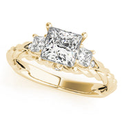 Exquisite Sidestone Princess Diamond Engagement Ring in 10K/14K gold and platinum with certified lab-grown or natural diamonds