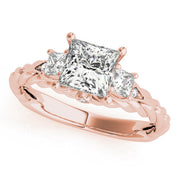 Exquisite Sidestone Princess Diamond Engagement Ring in 10K/14K gold and platinum with certified lab-grown or natural diamonds