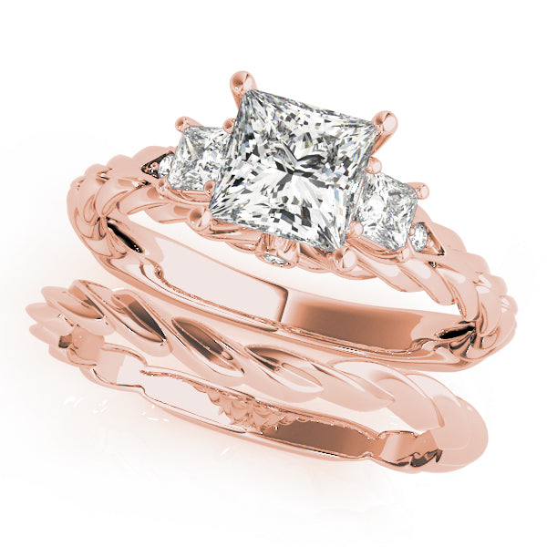 Exquisite Sidestone Princess Diamond Engagement Ring in 10K/14K gold and platinum with certified lab-grown or natural diamonds