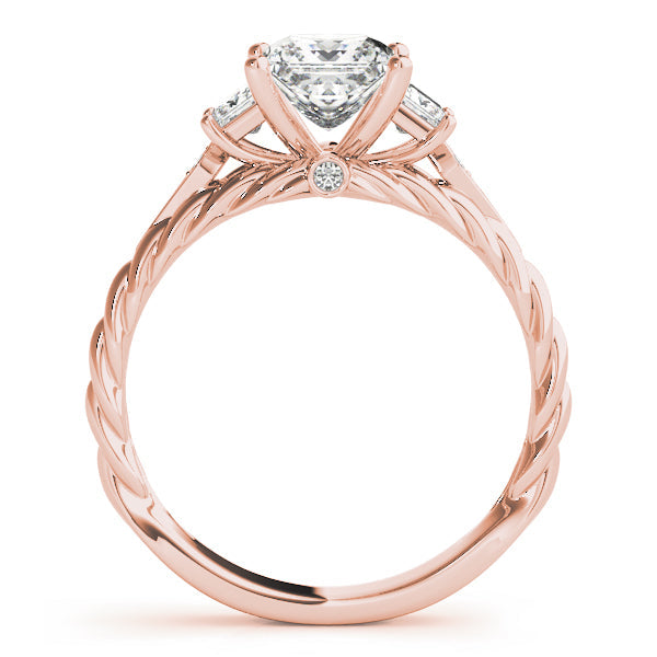 Exquisite Sidestone Princess Diamond Engagement Ring in 10K/14K gold and platinum with certified lab-grown or natural diamonds