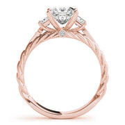 Exquisite Sidestone Princess Diamond Engagement Ring in 10K/14K gold and platinum with certified lab-grown or natural diamonds