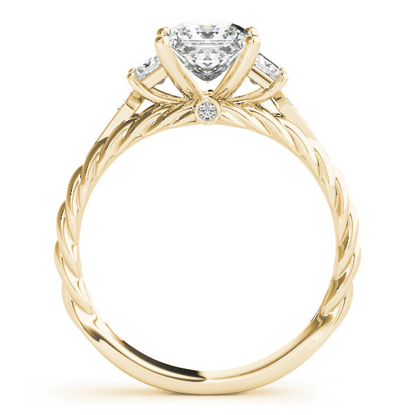 Exquisite Sidestone Princess Diamond Engagement Ring in 10K/14K gold and platinum with certified lab-grown or natural diamonds