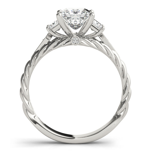Exquisite Sidestone Princess Diamond Engagement Ring in 10K/14K gold and platinum with certified lab-grown or natural diamonds
