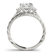 Exquisite Sidestone Princess Diamond Engagement Ring in 10K/14K gold and platinum with certified lab-grown or natural diamonds