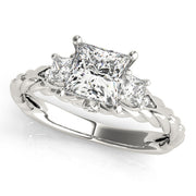 Exquisite Sidestone Princess Diamond Engagement Ring in 10K/14K gold and platinum with certified lab-grown or natural diamonds