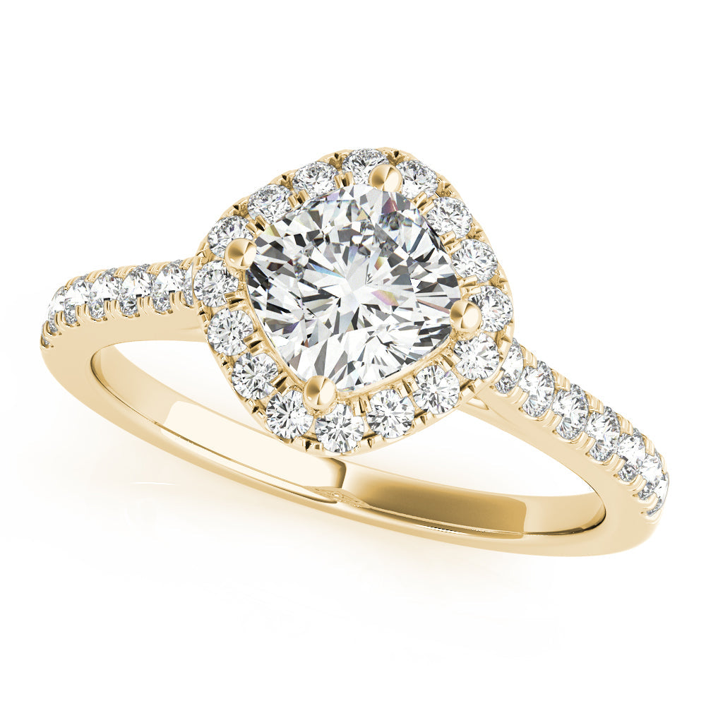 Majestic Sidestone Cushion Diamond Engagement Ring in 10K/14K gold and platinum with certified lab-grown or natural diamonds