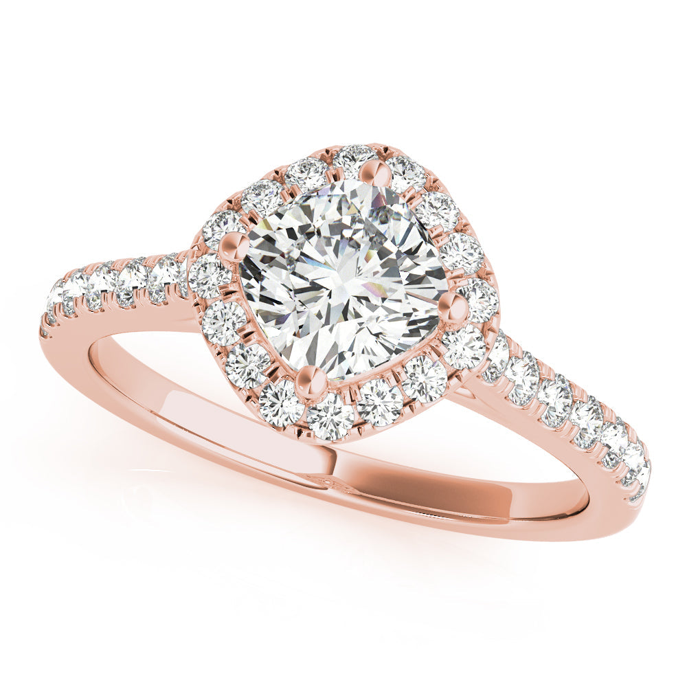 Majestic Sidestone Cushion Diamond Engagement Ring in 10K/14K gold and platinum with certified lab-grown or natural diamonds