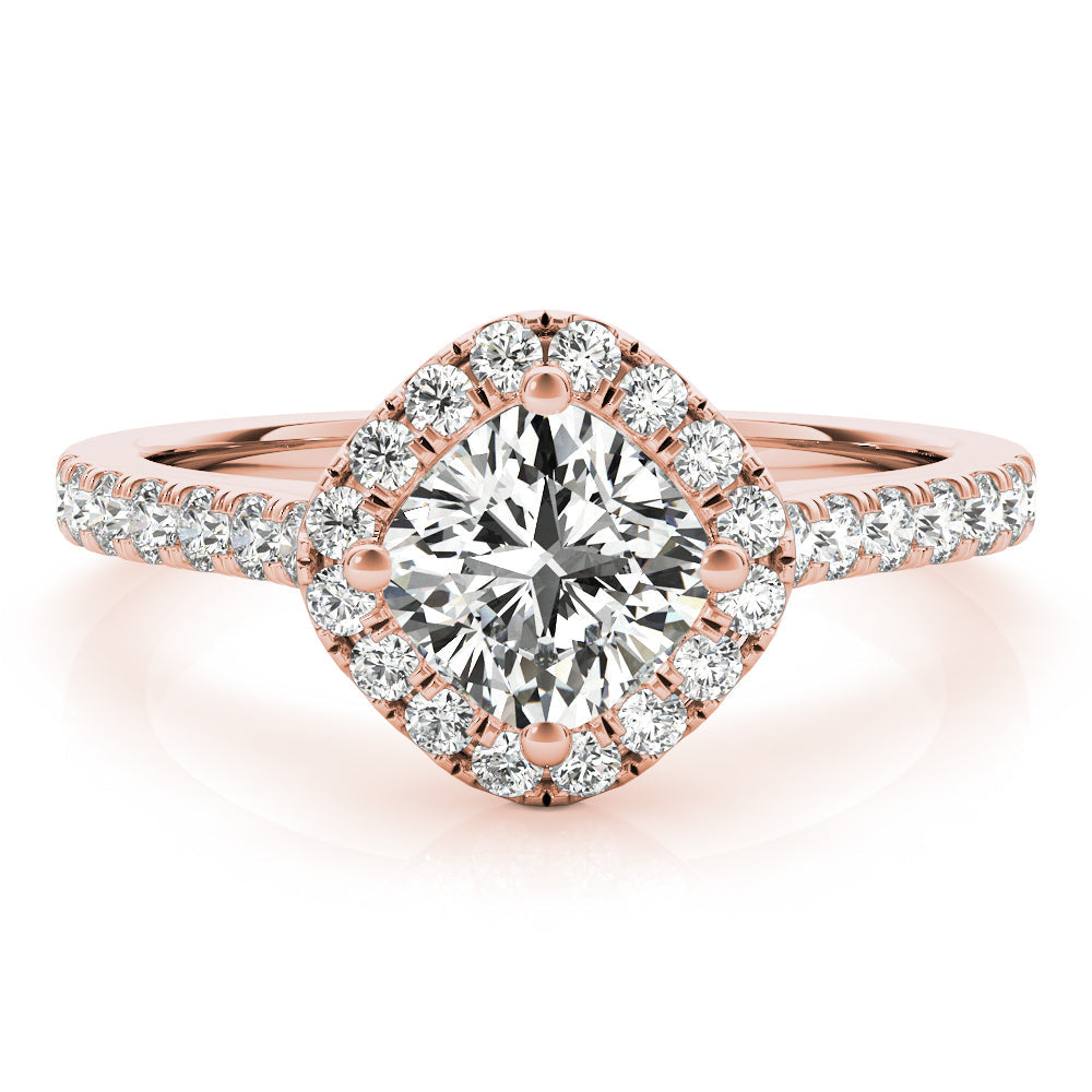 Majestic Sidestone Cushion Diamond Engagement Ring in 10K/14K gold and platinum with certified lab-grown or natural diamonds