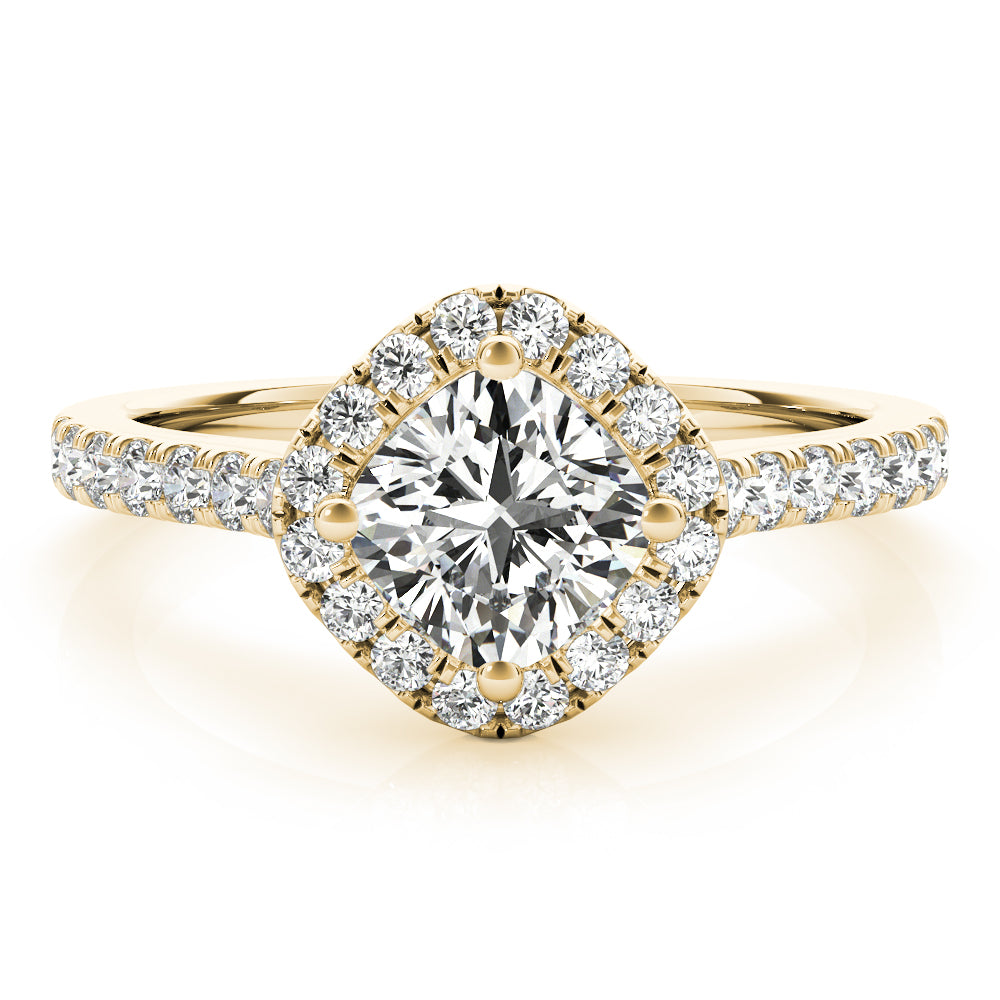 Majestic Sidestone Cushion Diamond Engagement Ring in 10K/14K gold and platinum with certified lab-grown or natural diamonds