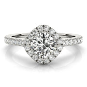 Majestic Sidestone Cushion Diamond Engagement Ring in 10K/14K gold and platinum with certified lab-grown or natural diamonds