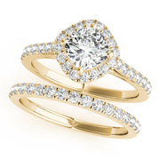 Majestic Sidestone Cushion Diamond Engagement Ring in 10K/14K gold and platinum with certified lab-grown or natural diamonds