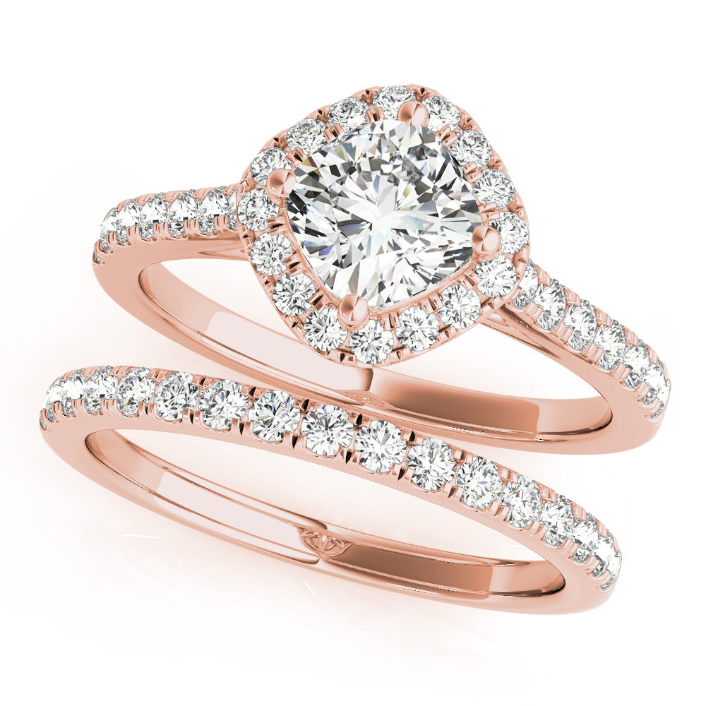 Majestic Sidestone Cushion Diamond Engagement Ring in 10K/14K gold and platinum with certified lab-grown or natural diamonds
