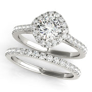 Majestic Sidestone Cushion Diamond Engagement Ring in 10K/14K gold and platinum with certified lab-grown or natural diamonds