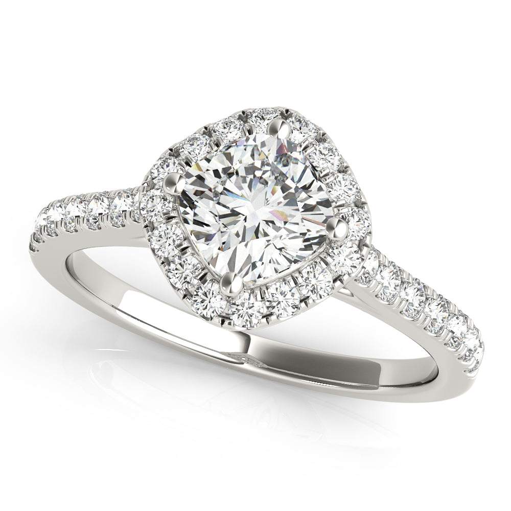 Majestic Sidestone Cushion Diamond Engagement Ring in 10K/14K gold and platinum with certified lab-grown or natural diamonds