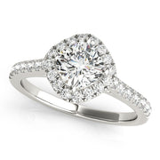 Majestic Sidestone Cushion Diamond Engagement Ring in 10K/14K gold and platinum with certified lab-grown or natural diamonds