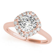 Sculpted Sidestone Cushion Diamond Engagement Ring in 10K/14K gold and platinum with certified lab-grown or natural diamonds