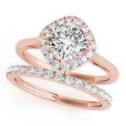 Sculpted Sidestone Cushion Diamond Engagement Ring in 10K/14K gold and platinum with certified lab-grown or natural diamonds