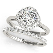 Sculpted Sidestone Cushion Diamond Engagement Ring in 10K/14K gold and platinum with certified lab-grown or natural diamonds