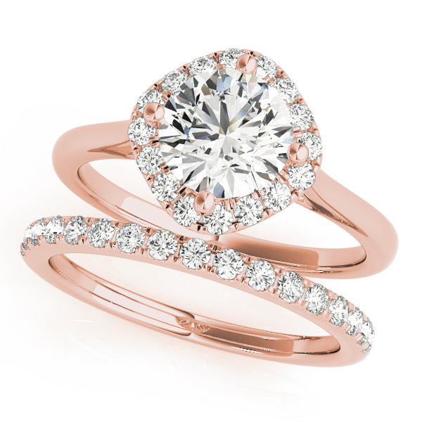 Sculpted Sidestone Cushion Diamond Engagement Ring in 10K/14K gold and platinum with certified lab-grown or natural diamonds